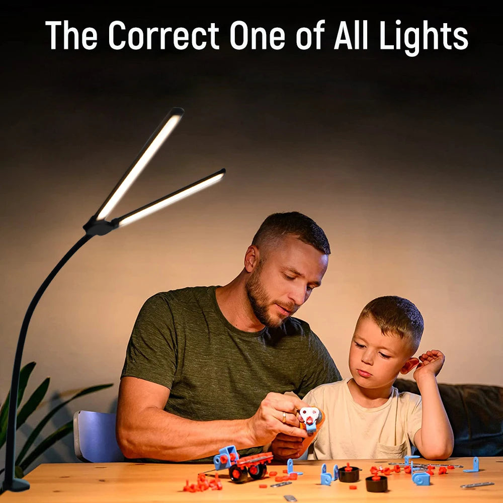 Double Headed Eye-care LED Clip Desk Lamp